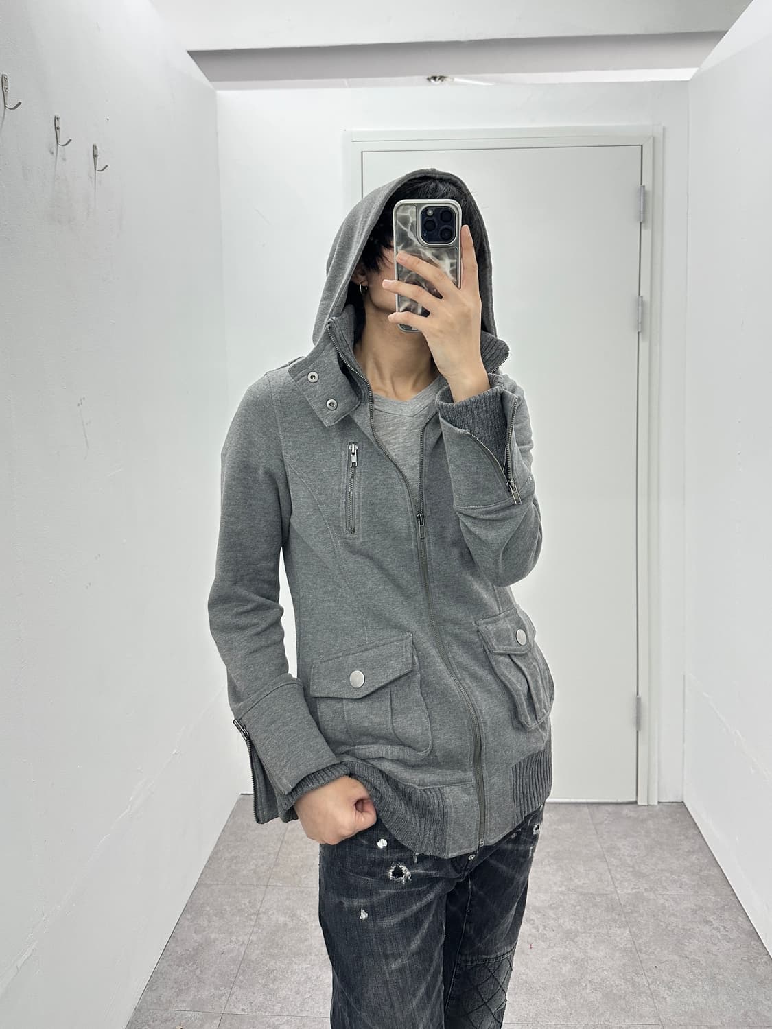 Colza vintage hooded knit zip up y2k 상품이미지3