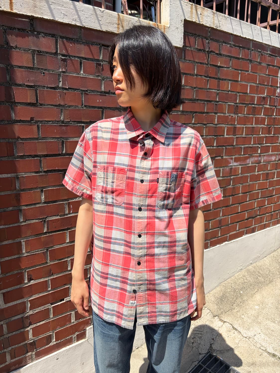 Levi’s 레드 체크 반팔 셔츠 상품이미지1