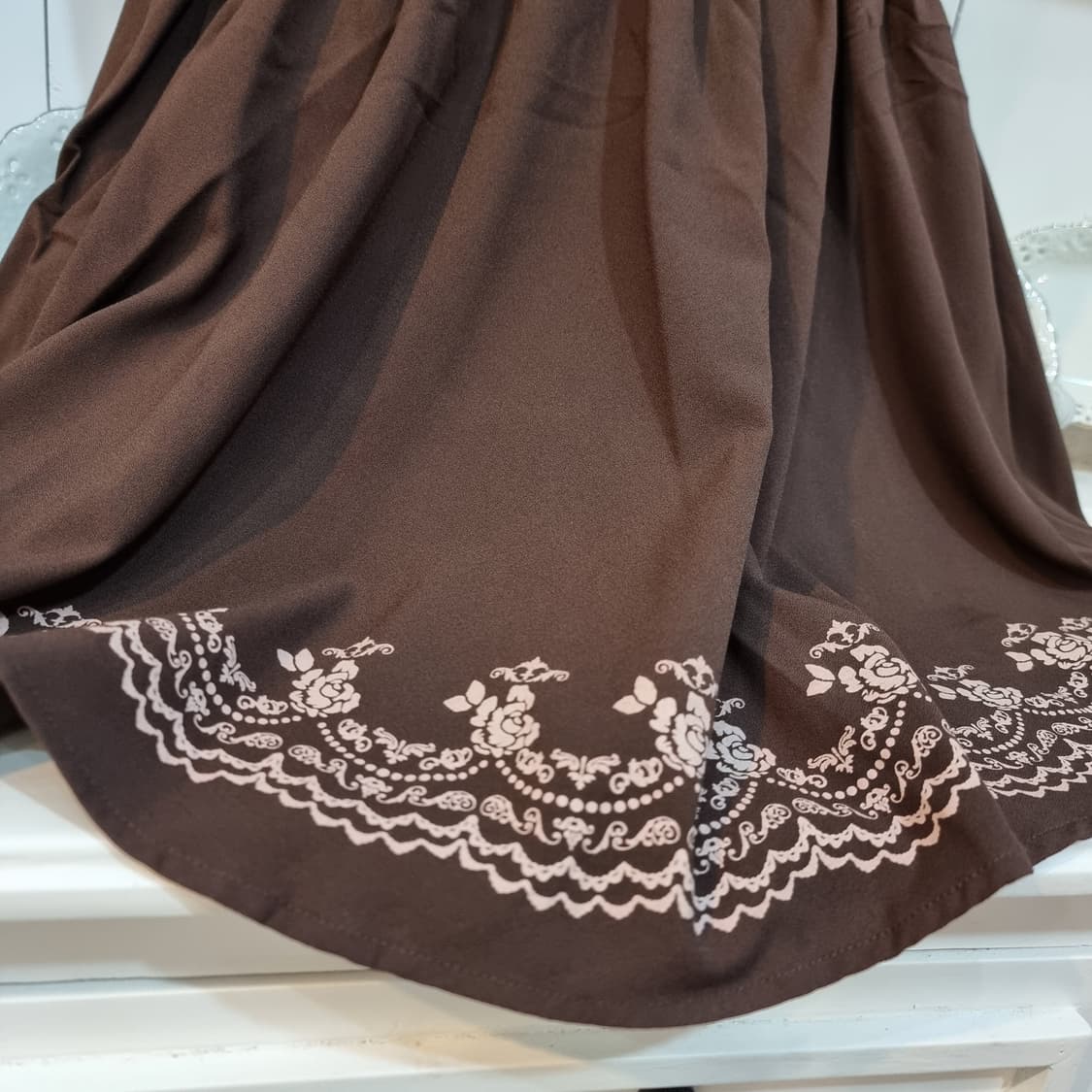 초코무드 배색 카라 리본원피스 상품이미지8