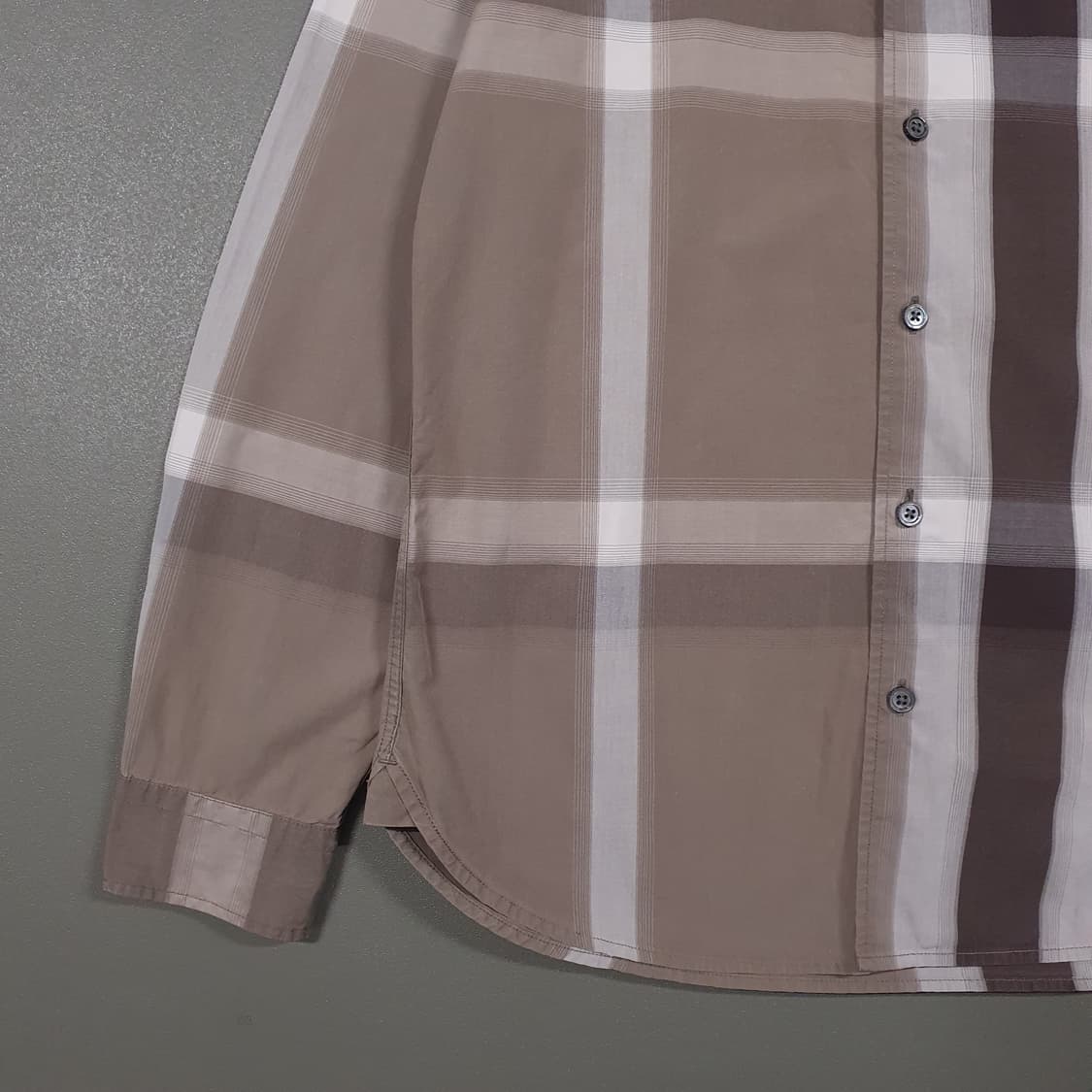 M) 빈폴 브라운 옴브레 톤온톤 빅헤릿 체크셔츠 남방 버버리 노바체크 상품이미지5