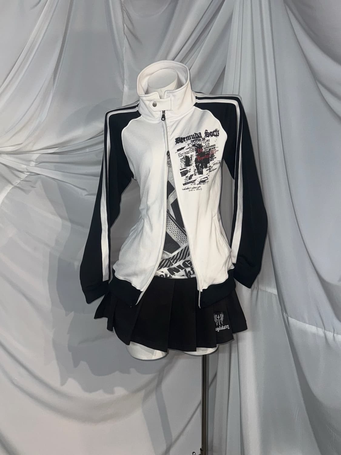 무채색 데일리펑크 오픈숄더 코디세트  상품이미지6