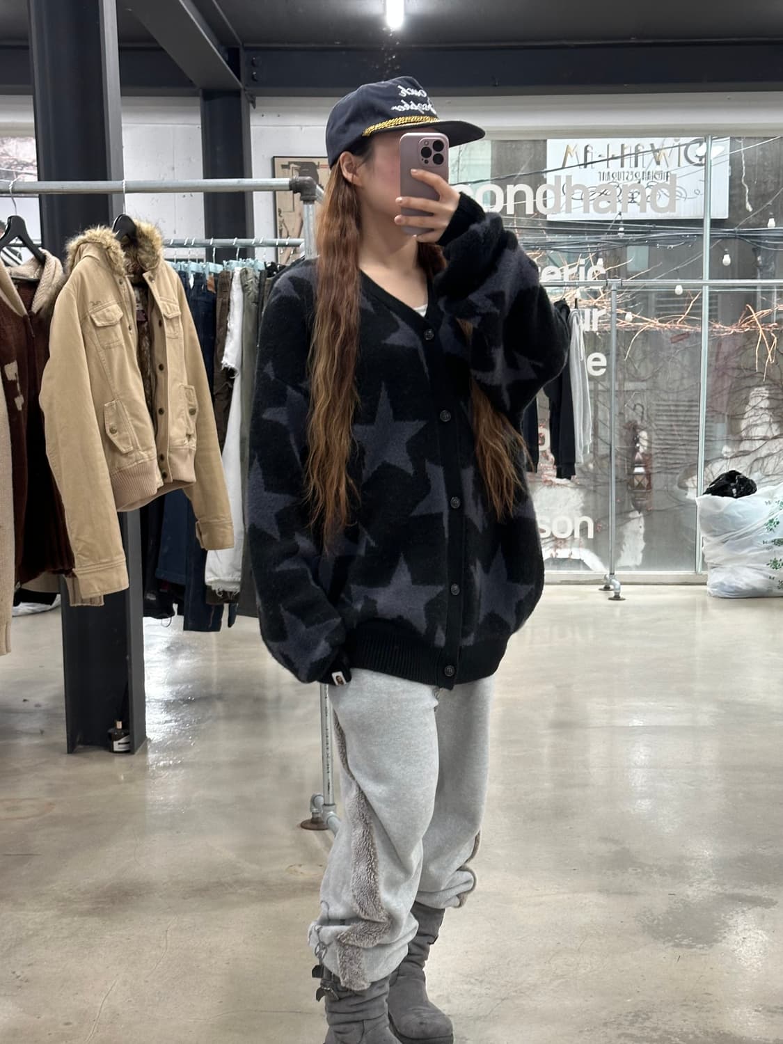 베이프 스타 릴렉스드핏 헤어리 가디건  상품이미지4