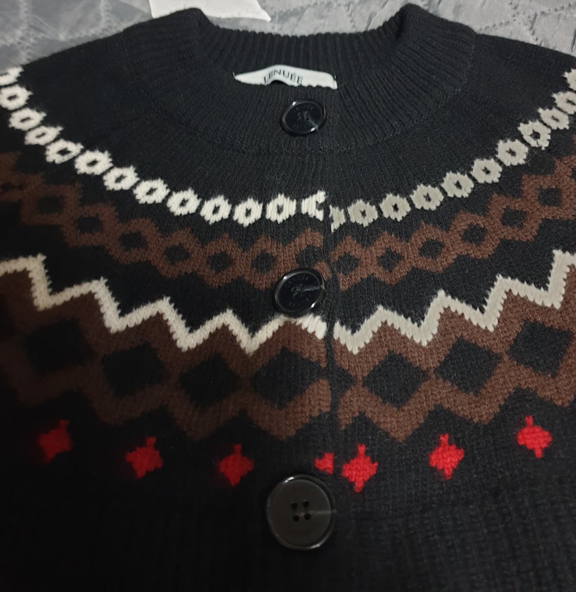 (안유진st) 르누이 램스울100% 자가드패턴 브리티시 가디건 (F) 상품이미지5