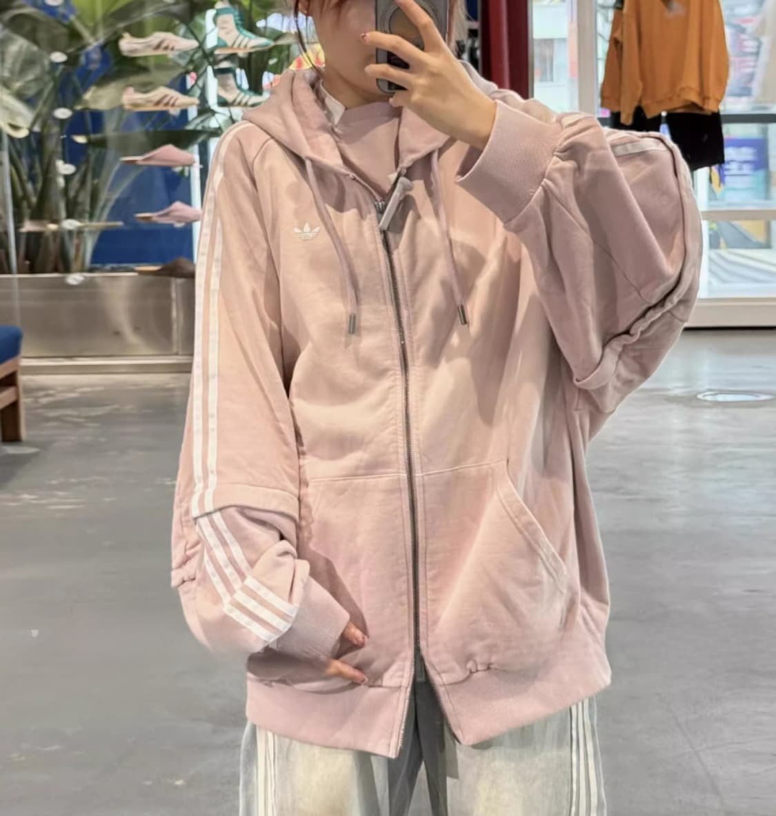 아디다스 오버사이즈 후디 핑크  상품이미지3