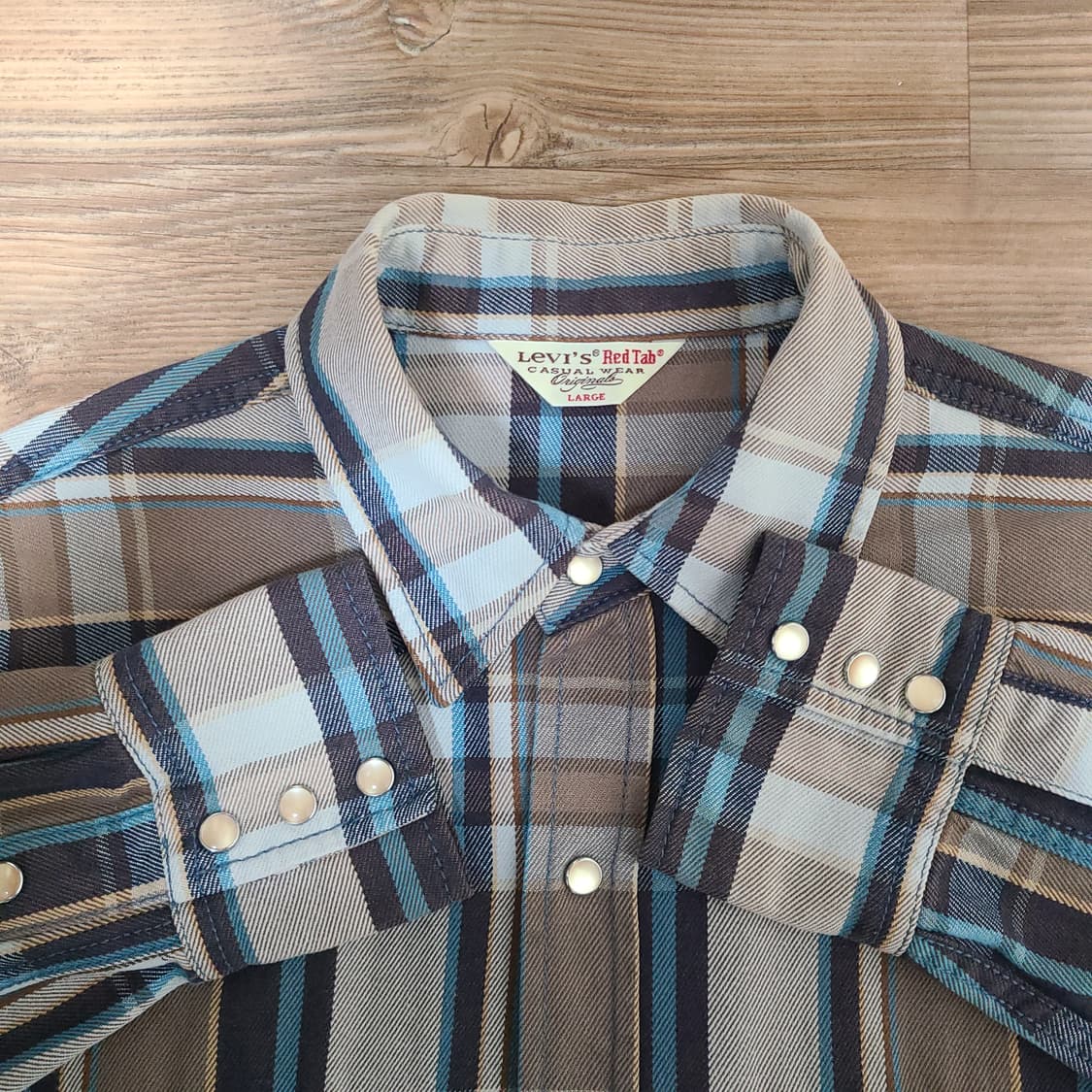 [L 100] 리바이스 일본판 레드탭 빈티지 웨스턴 체크 긴팔 셔츠 남방 상품이미지4