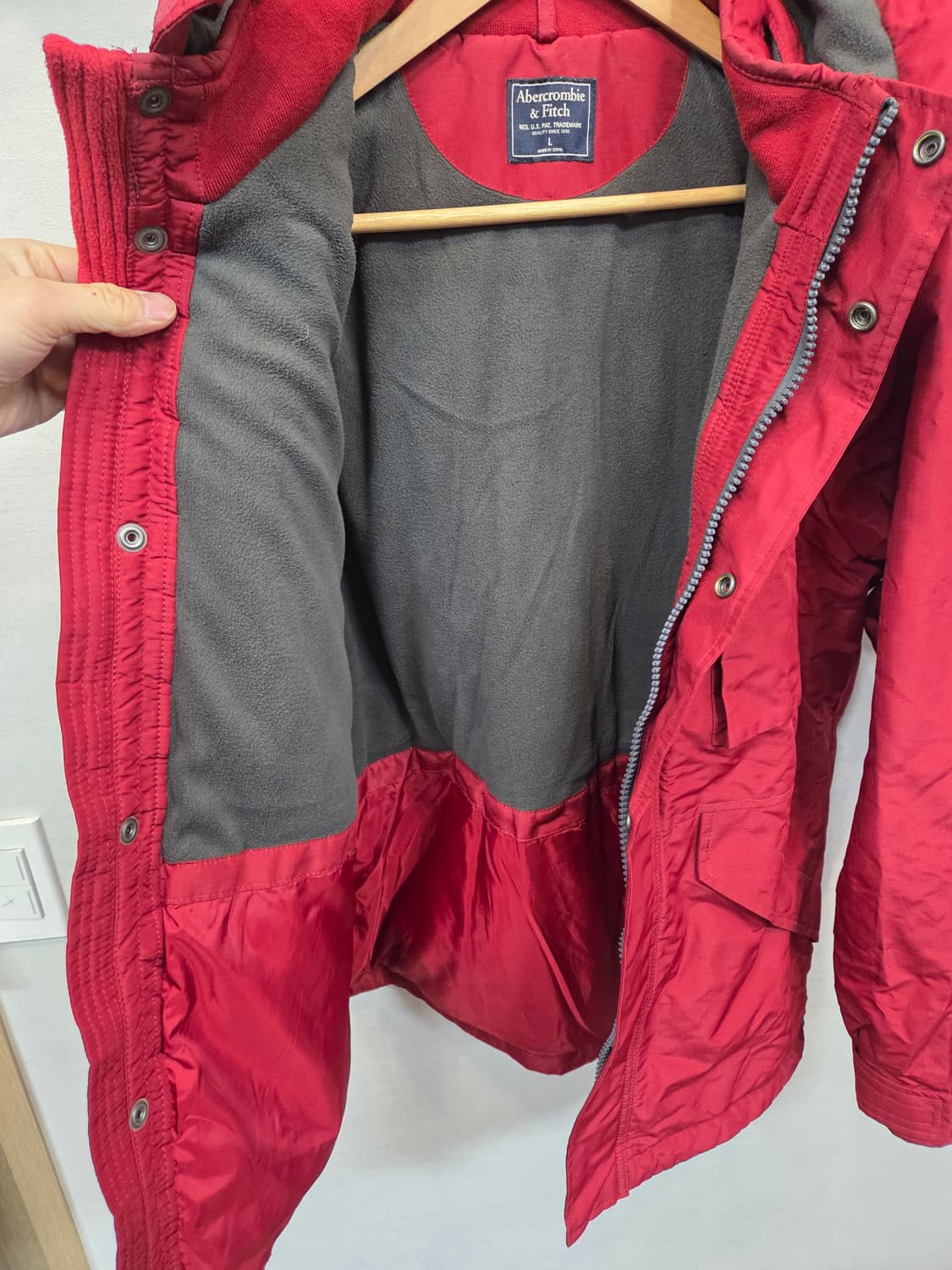 아베크롬비 투웨이 안감플리스 패디드 후드자켓 L 상품이미지5