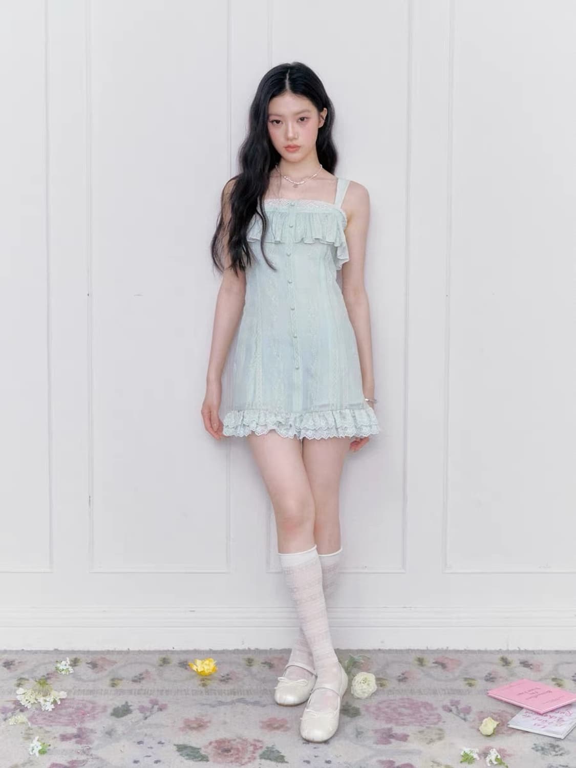 레이스프릴 나시 미니원피스 S 상품이미지2