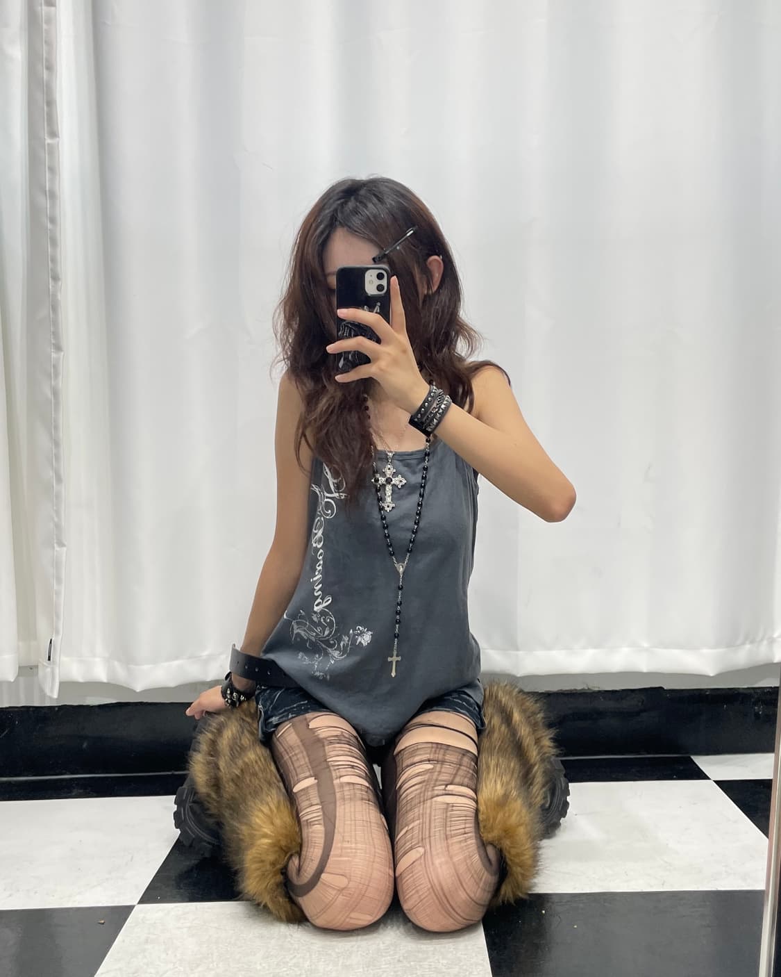 🎸그레이 프린팅 슬리브리스🎸 상품이미지1
