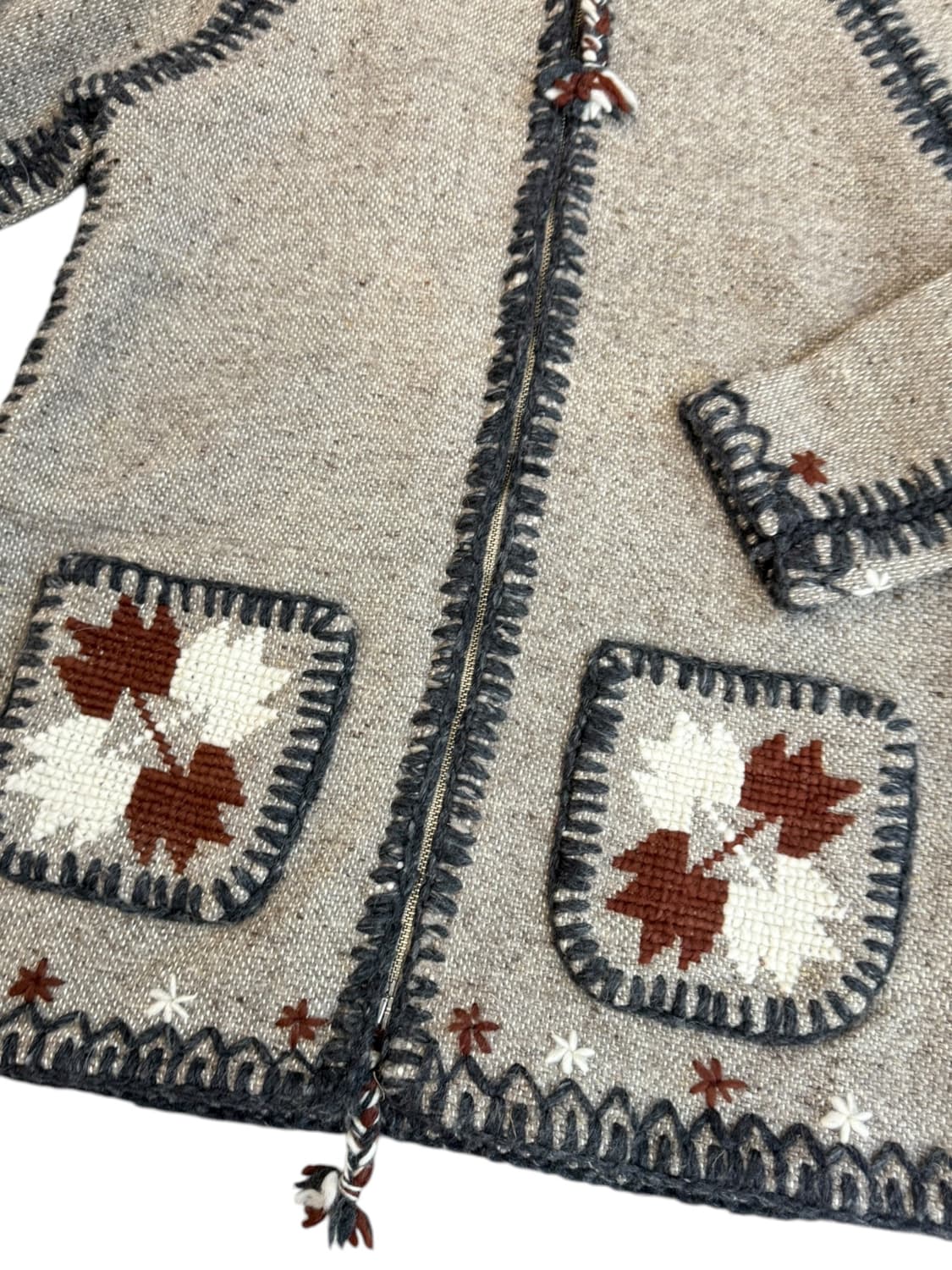 모리 하구미 단풍 스티치 울 니트 후드집업 상품이미지7