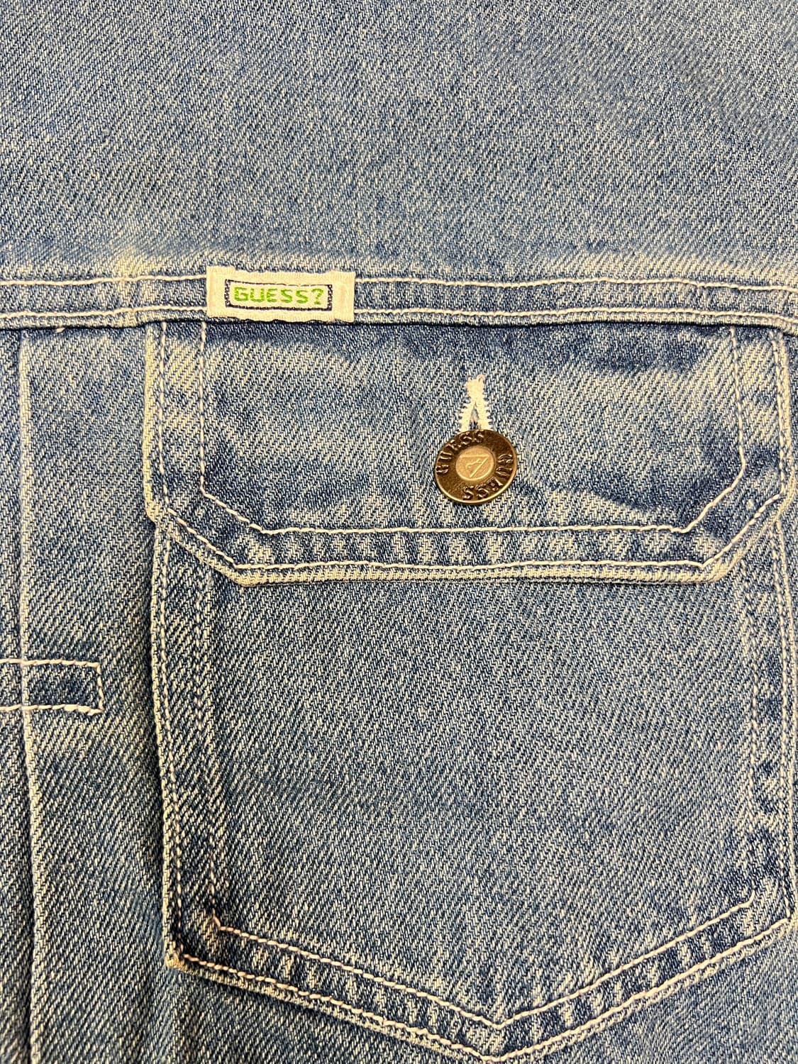 90s GUESS 빈티지 2세대 데님 자켓 라이트블루 100 상품이미지5