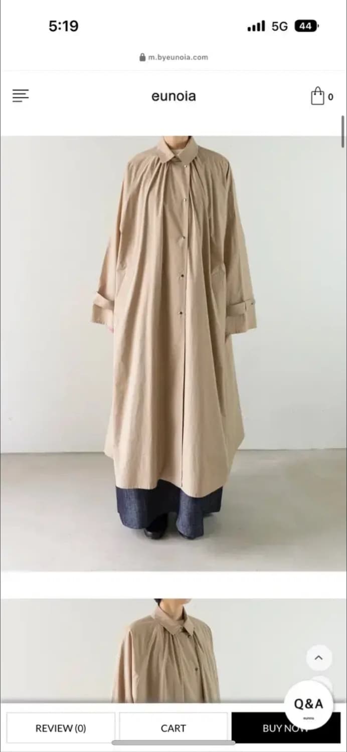유노이아 snap button trench coat 상품이미지1