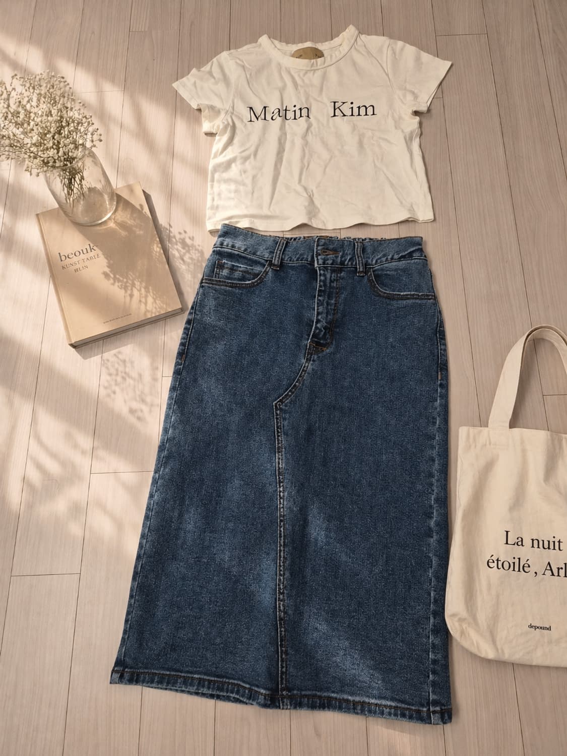 [JEEP] 지프 정품 뒷트임 데님 롱 스커트 (와펜 포인트) 상품이미지1