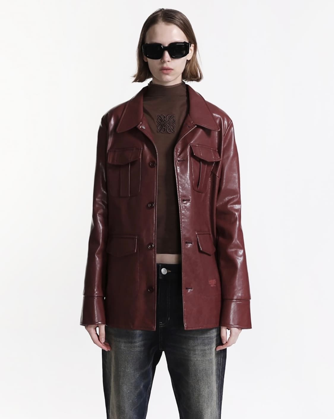 배드블러드 70‘s 레더자켓 버건디 상품이미지1