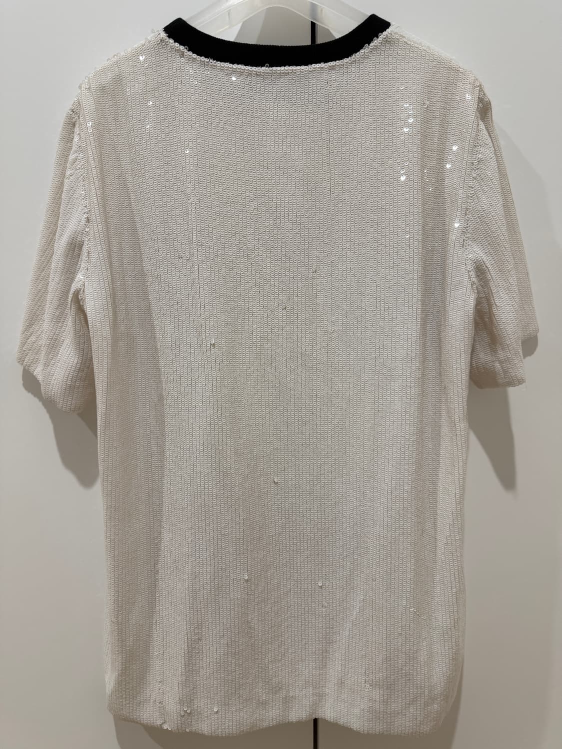 MSGM 화이트 스팽글 로고 반팔 티셔츠 38 상품이미지3