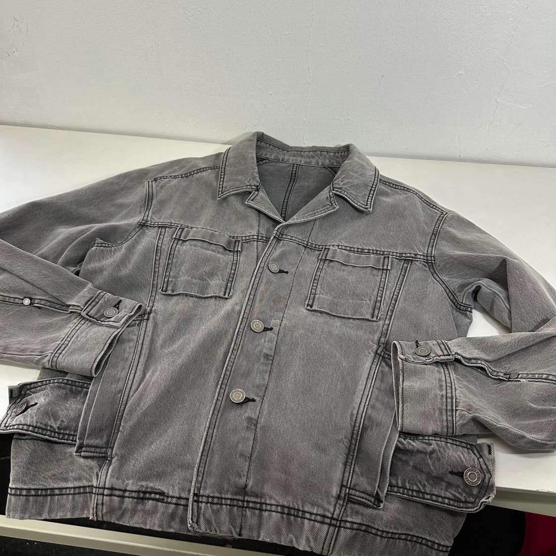 L 일꼬르소 빈티지그레이 투포켓 데님자켓 청자켓 상품이미지1