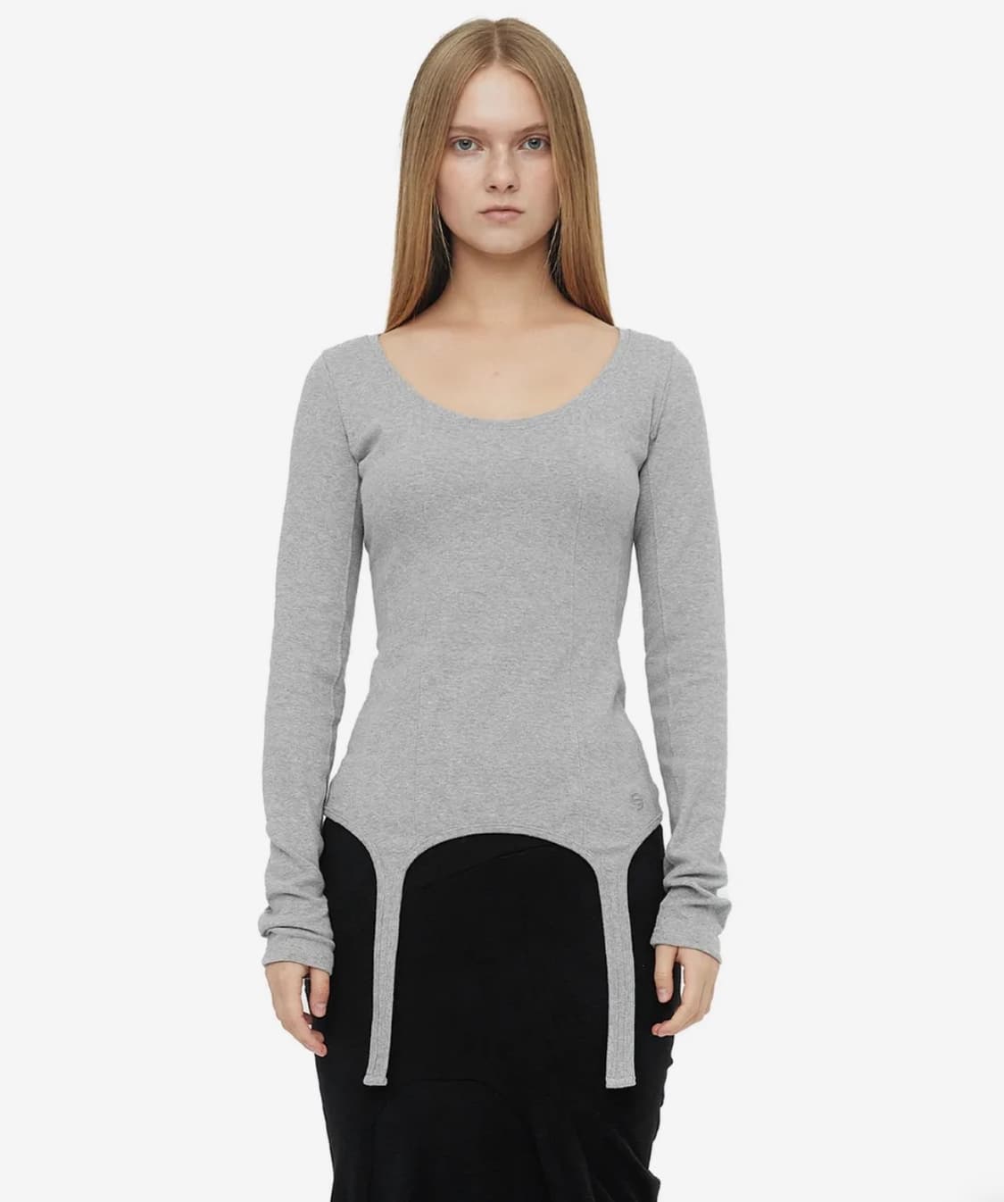 GARTER LINE TOP GRAY 상품이미지1