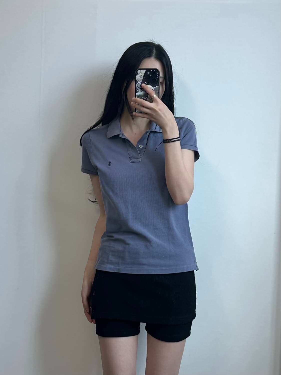 폴로 랄프로렌 자수로고 차콜 반팔 피케 티셔츠  상품이미지1