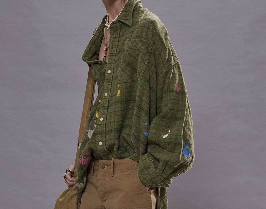 R13 알써틴 오버핏 드랍넥 페인터 체크 셔츠 상품이미지2