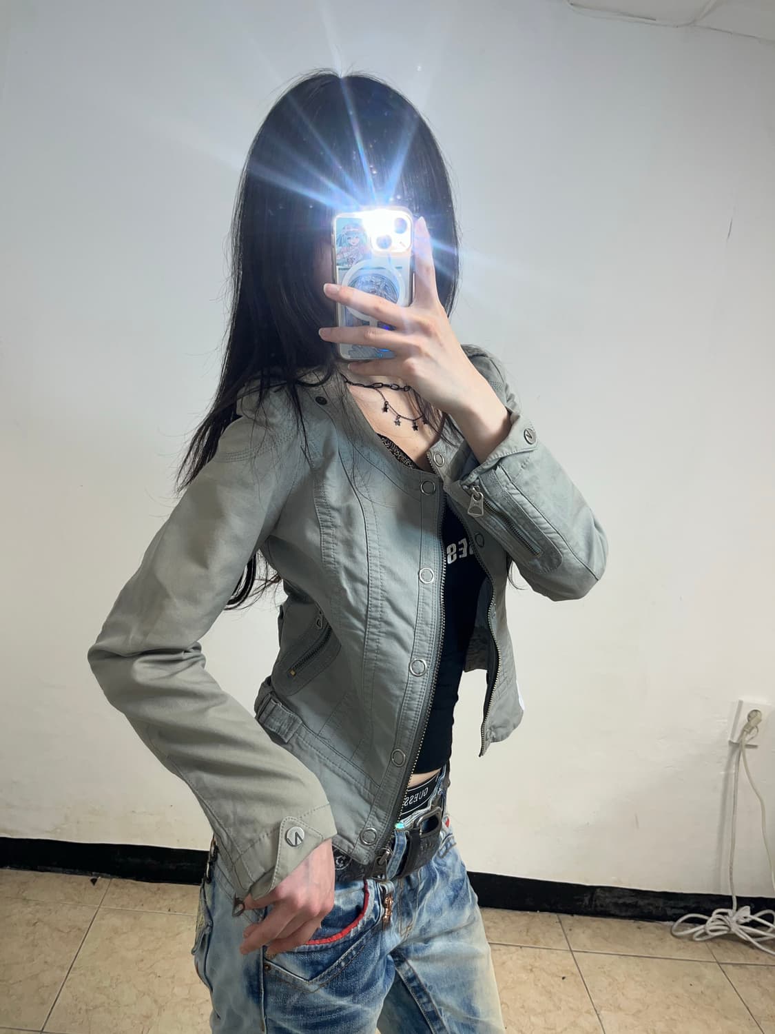 Y2K 카키그레이 유틸리티 자켓 상품이미지3