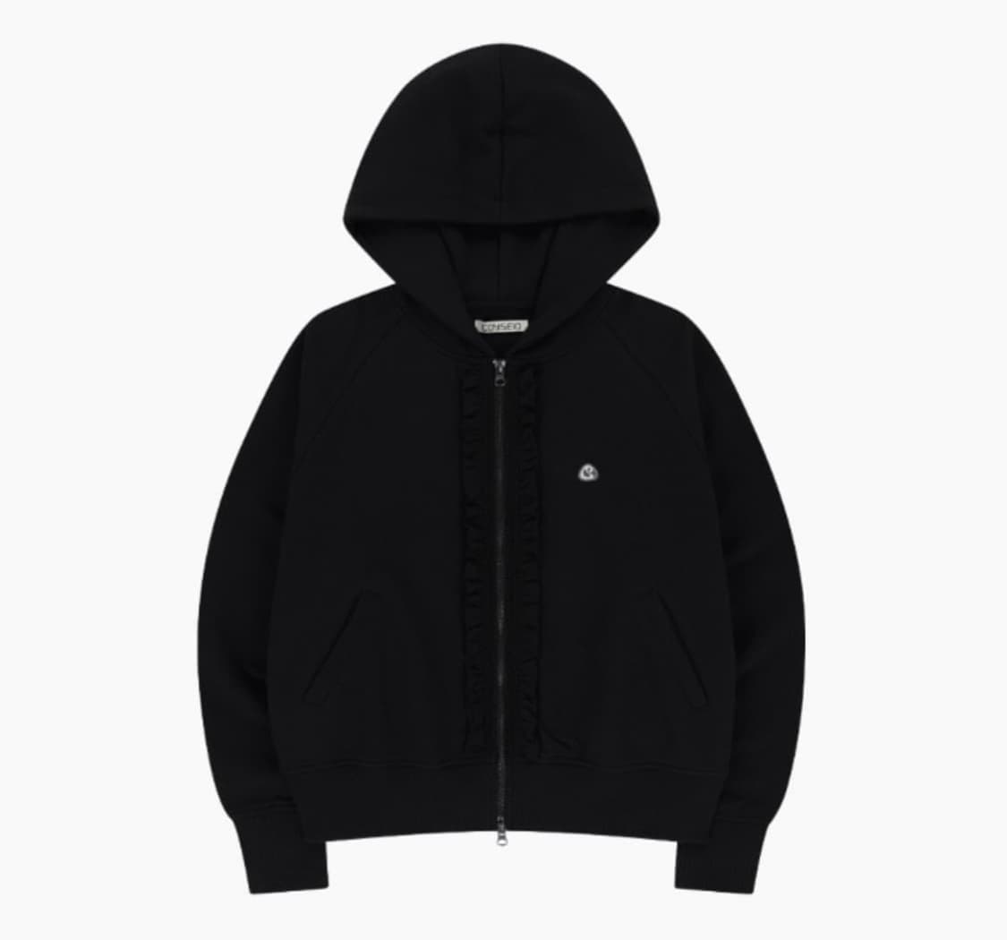 코이세이오 러플 레이스 후드집업 블랙 상품이미지1