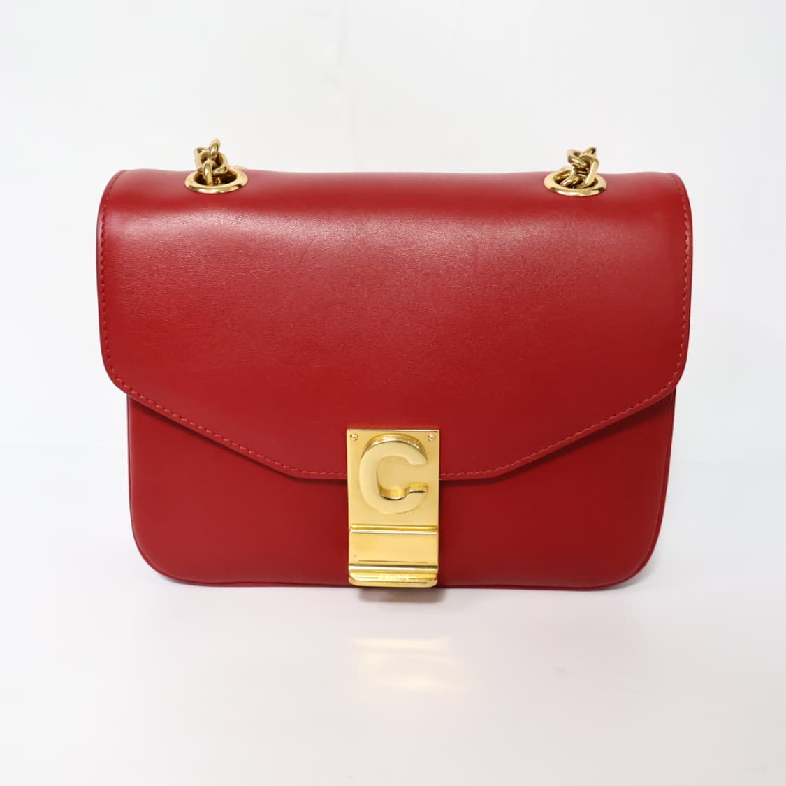 셀린느 레드 금장 C로고 체인 숄더백 스몰 상품이미지3