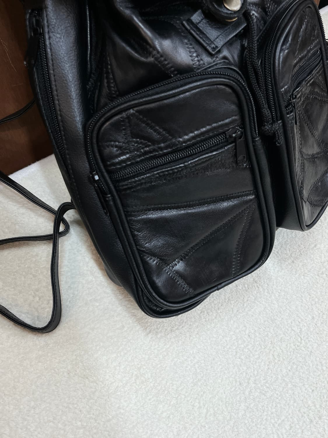 (Deadstock)소가죽 패치워크 백팩 블랙 상품이미지7