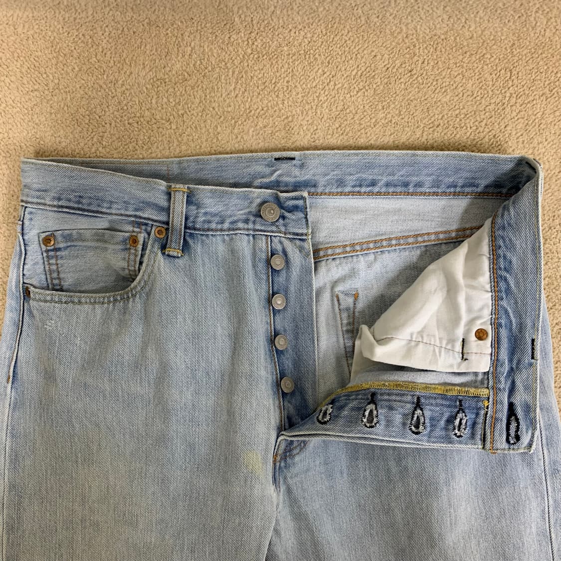 빈티지 리바이스 501 워싱 데님팬츠(34사이즈) 연청 남자청바지 상품이미지4
