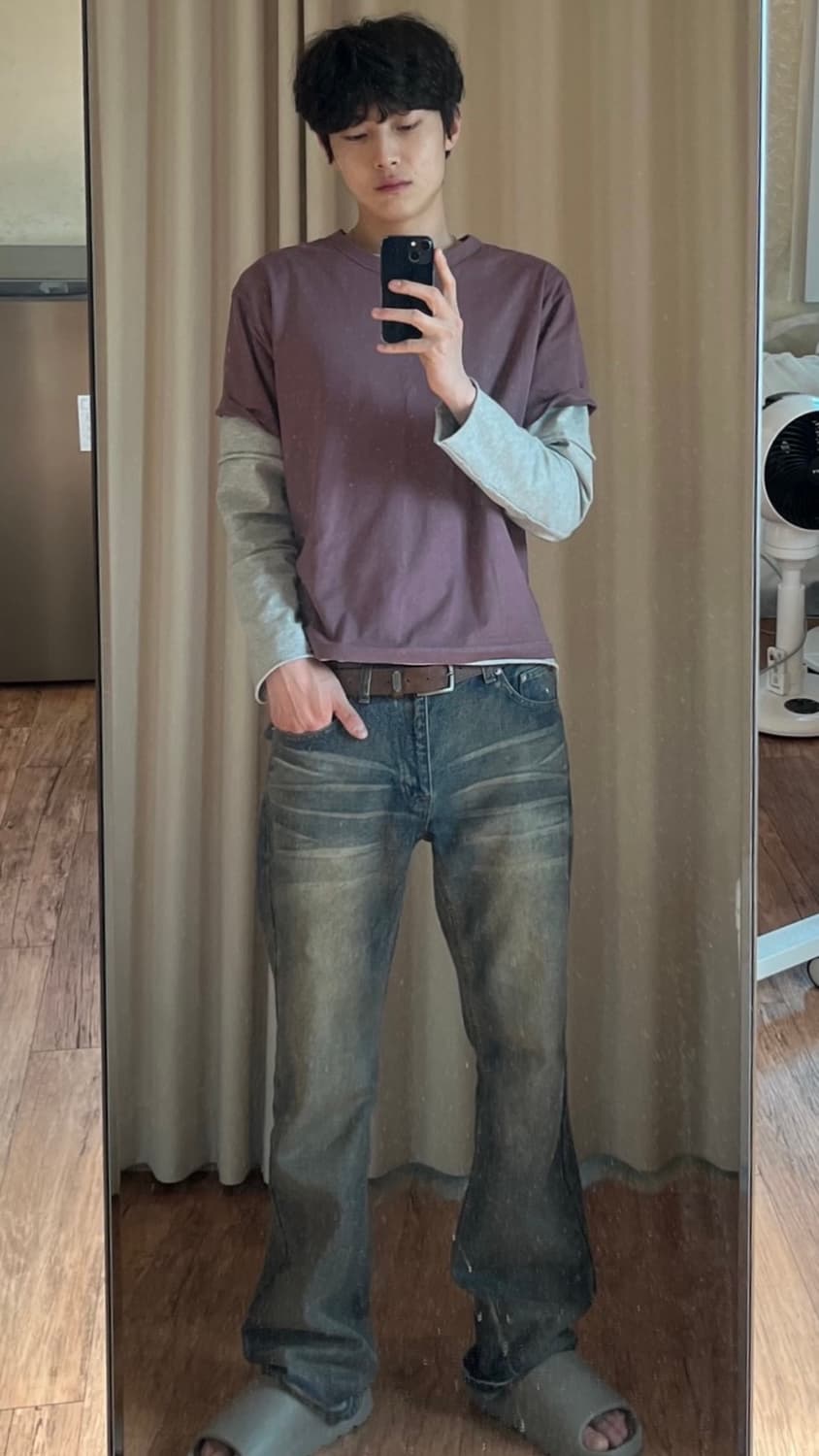 크롭 반팔 티셔츠 워시드 퍼플 m 상품이미지2