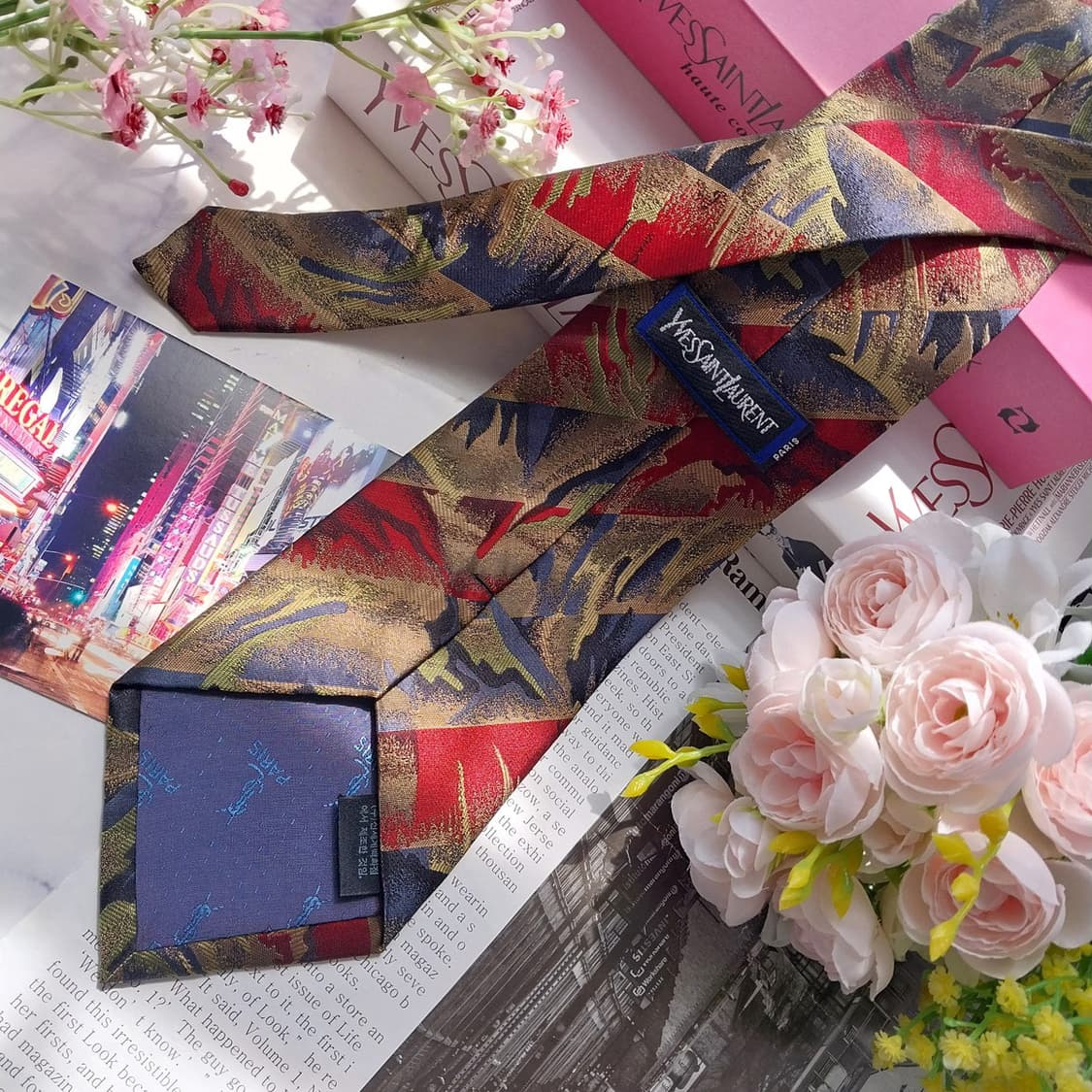 입생로랑 넥타이 골드 믹스 9.5cm A+등급 k2507
 상품이미지5