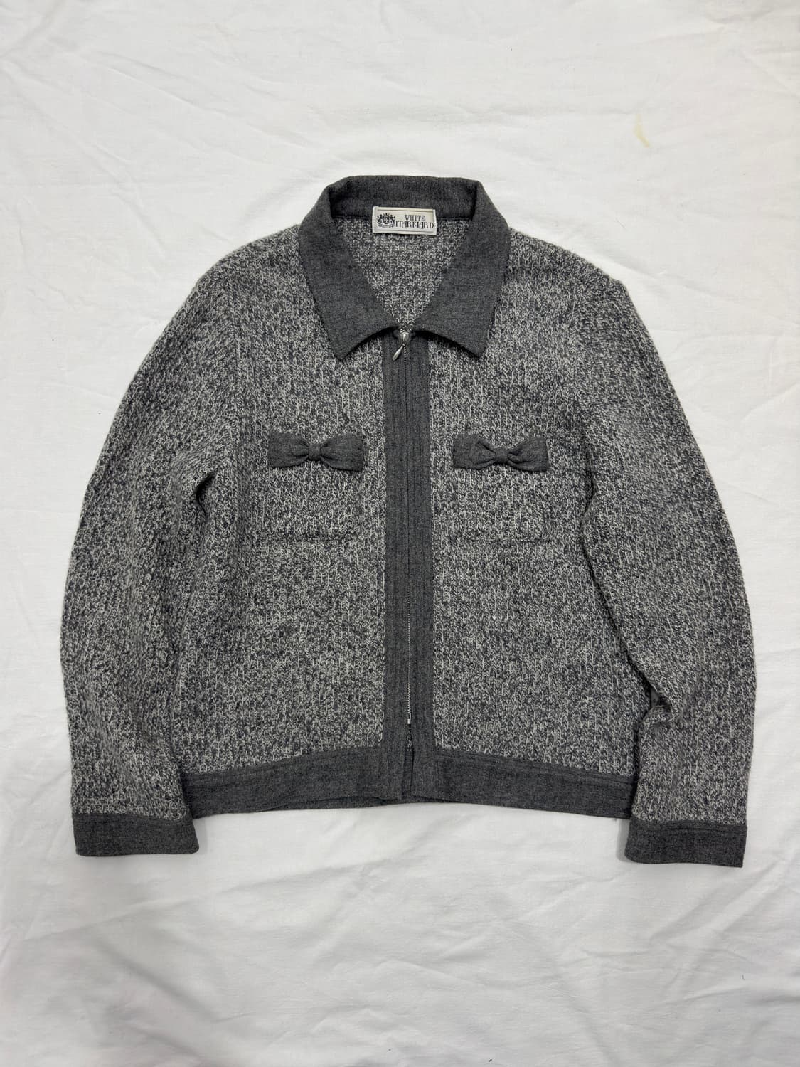 white itarkiard ribbon wool zipup 상품이미지1