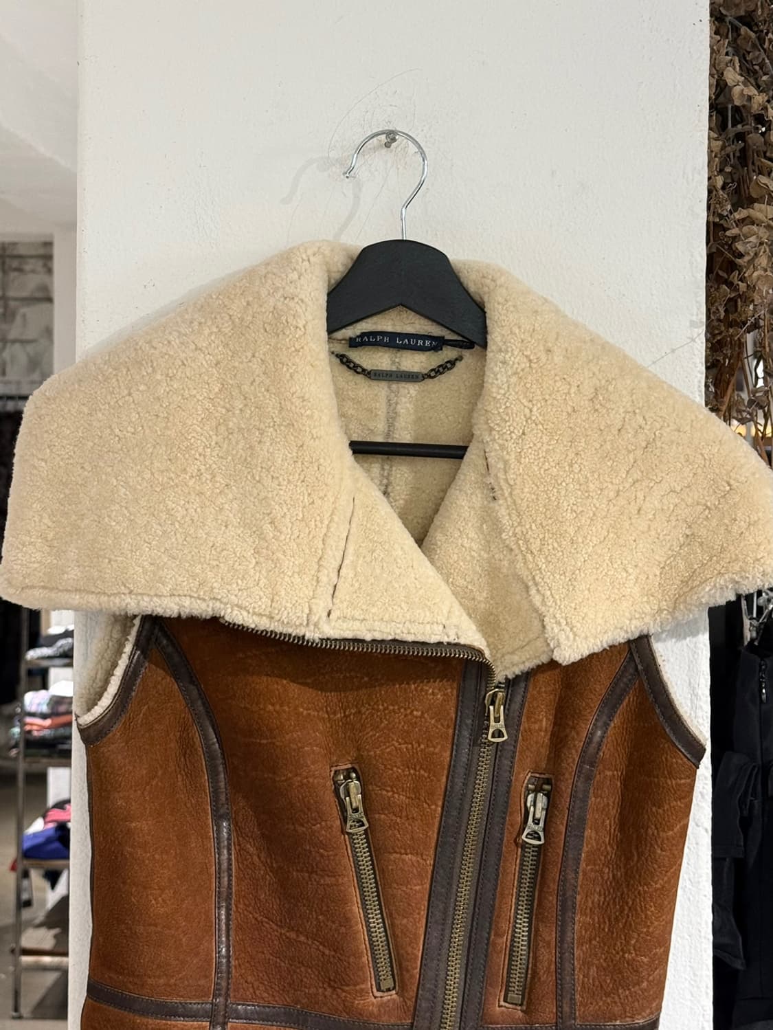 랄프로렌 브라운 램 시어링 카우 레더 무스탕 베스트 상품이미지4