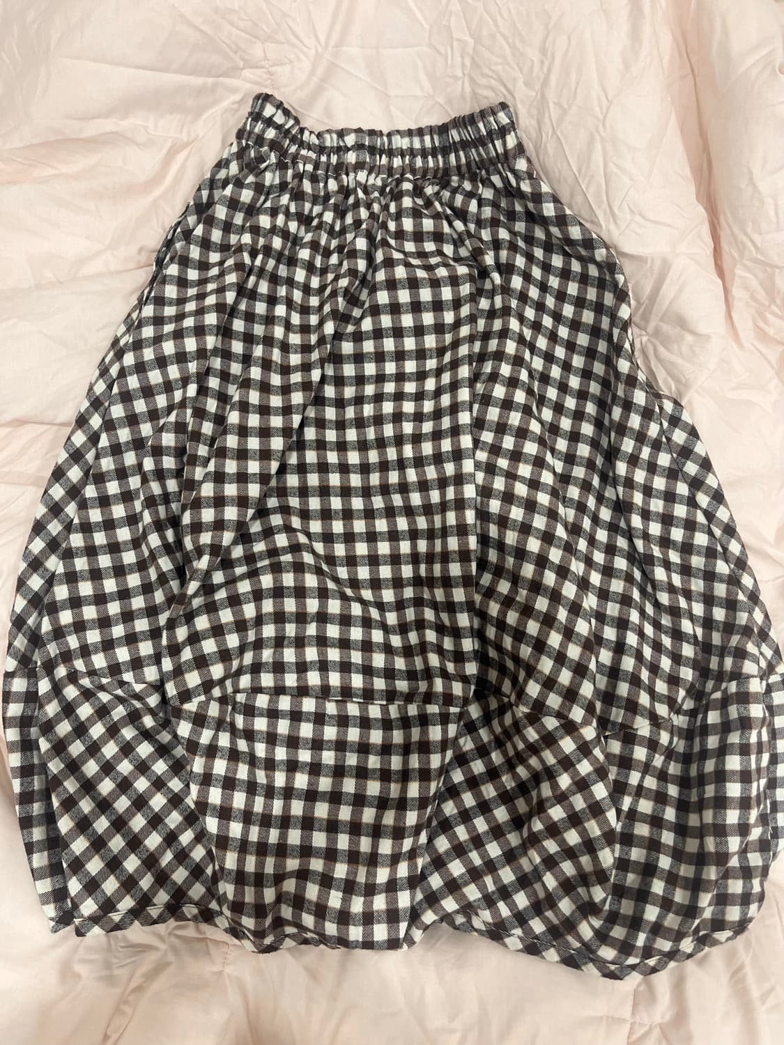 모리걸 체크 브라운 초코 벌룬 스커트 상품이미지2