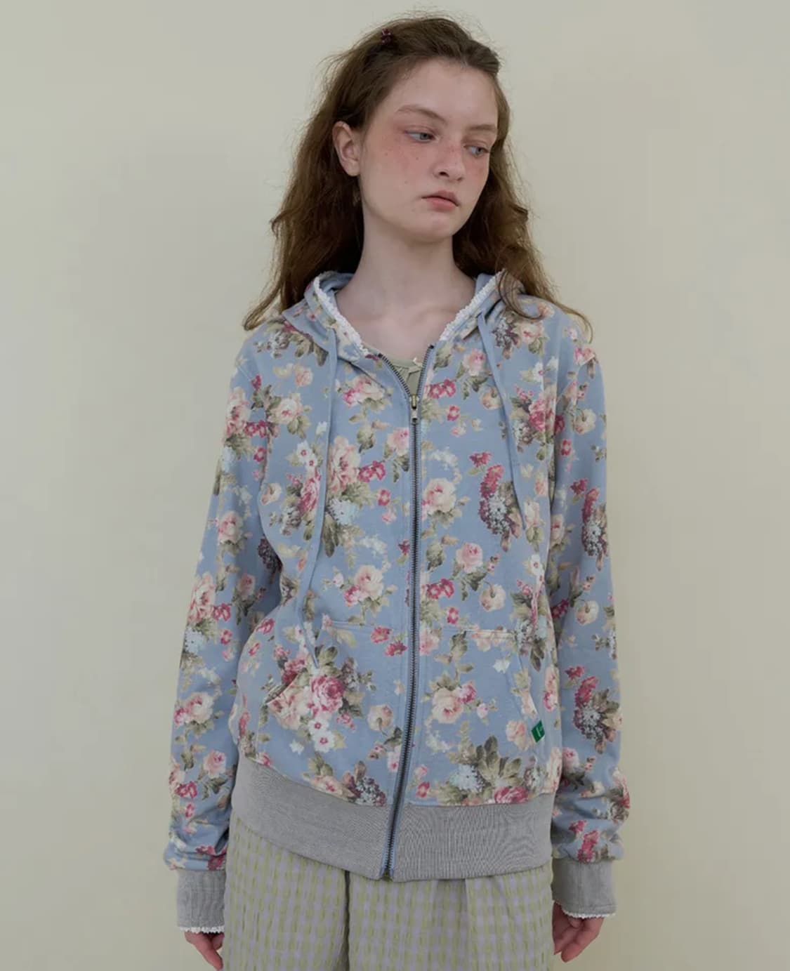 노컨텐츠 플라워 레이스 집업 (블루) 상품이미지1