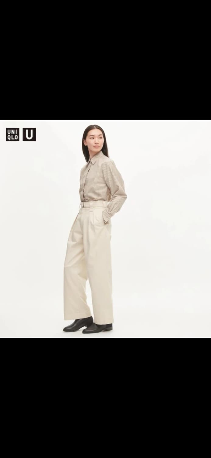 새상품) 유니클로 벨티드 턱 와이드 팬츠 상품이미지4
