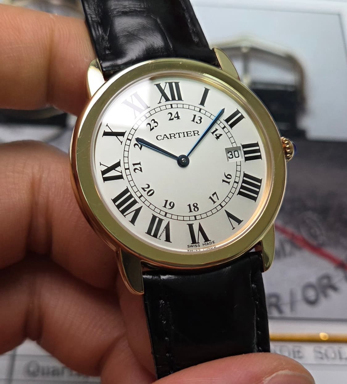 까르띠에 롱드솔로 18K올금통 실버로만판 36mm 쿼츠 (감정서 포함) 상품이미지3