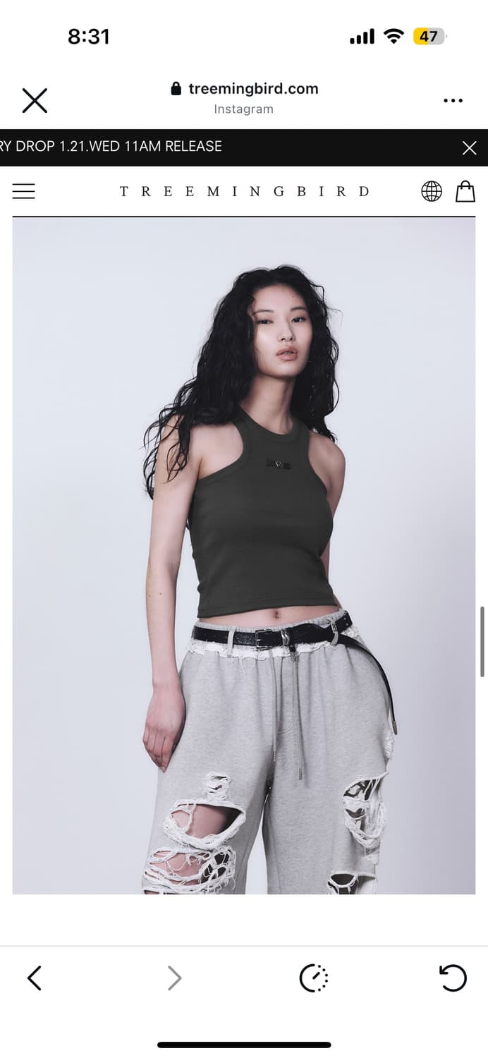 트리밍버드 메탈 로고 슬리브리스 차콜 상품이미지2