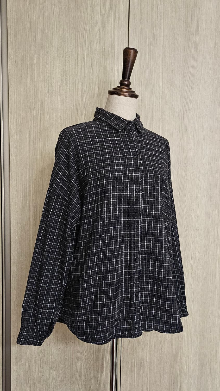 Stylish 체크 박시핏 따뜻한 휘뚜루마뚜루 남방셔츠 55~77 상품이미지4