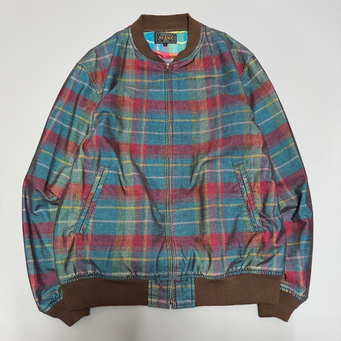 빔즈+ 네이비 레드 믹스 체크패턴 코튼 코듀로이 스포츠 블루종 자켓 상품이미지6