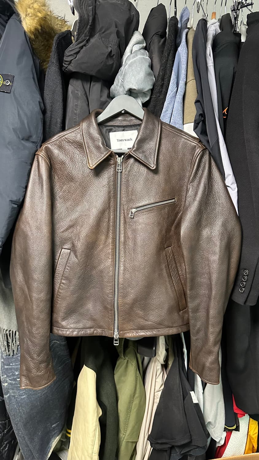 토니웩 디스트로이트 브라운 싱글 레더 자켓 L 상품이미지1