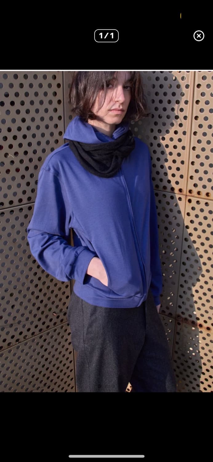 구매))머듈 라운드 후드집업 블루 4사이즈 상품이미지1