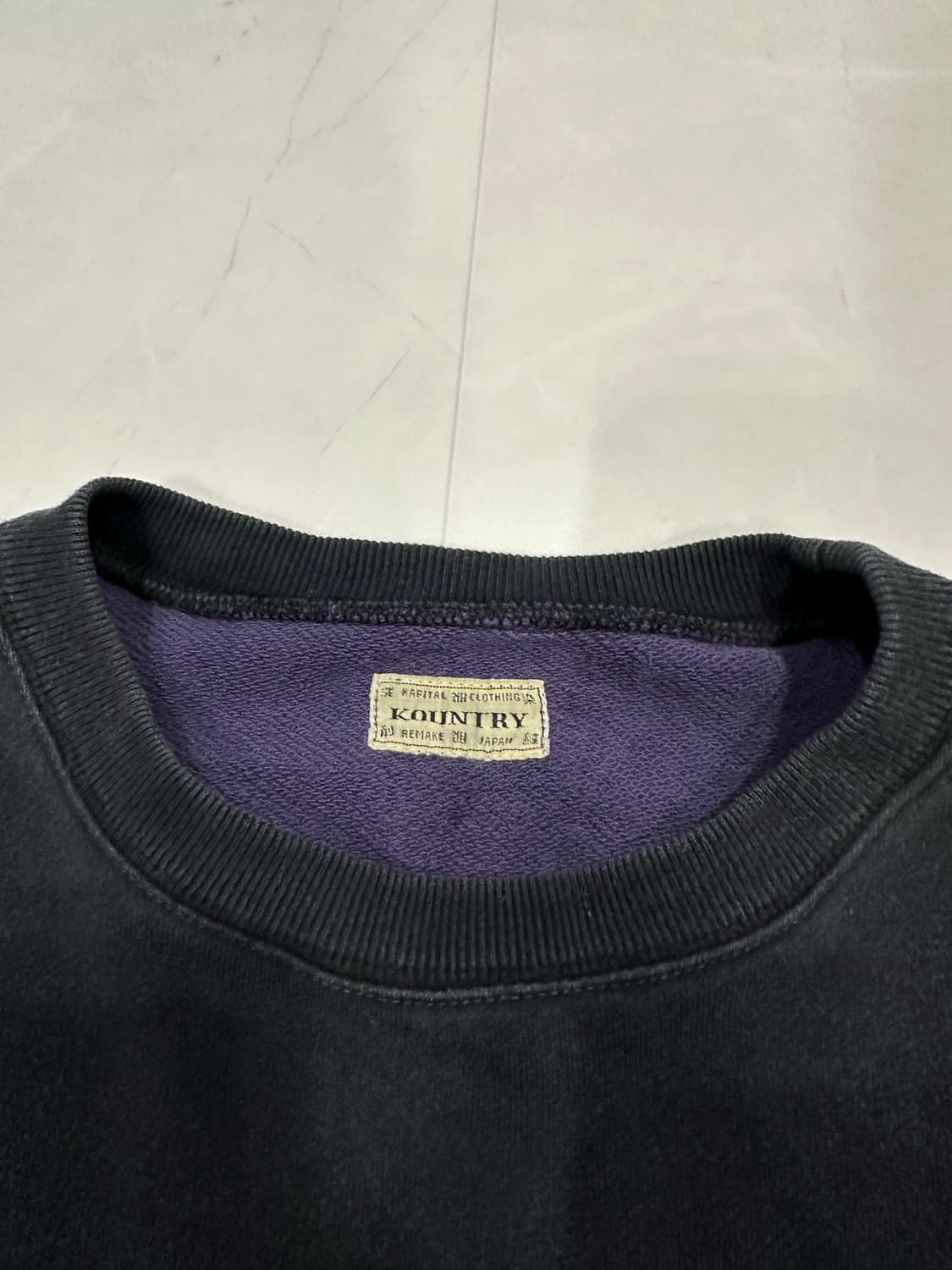 [F]캐피탈 본 투톤 스웻셔츠 블랙/퍼플 상품이미지5