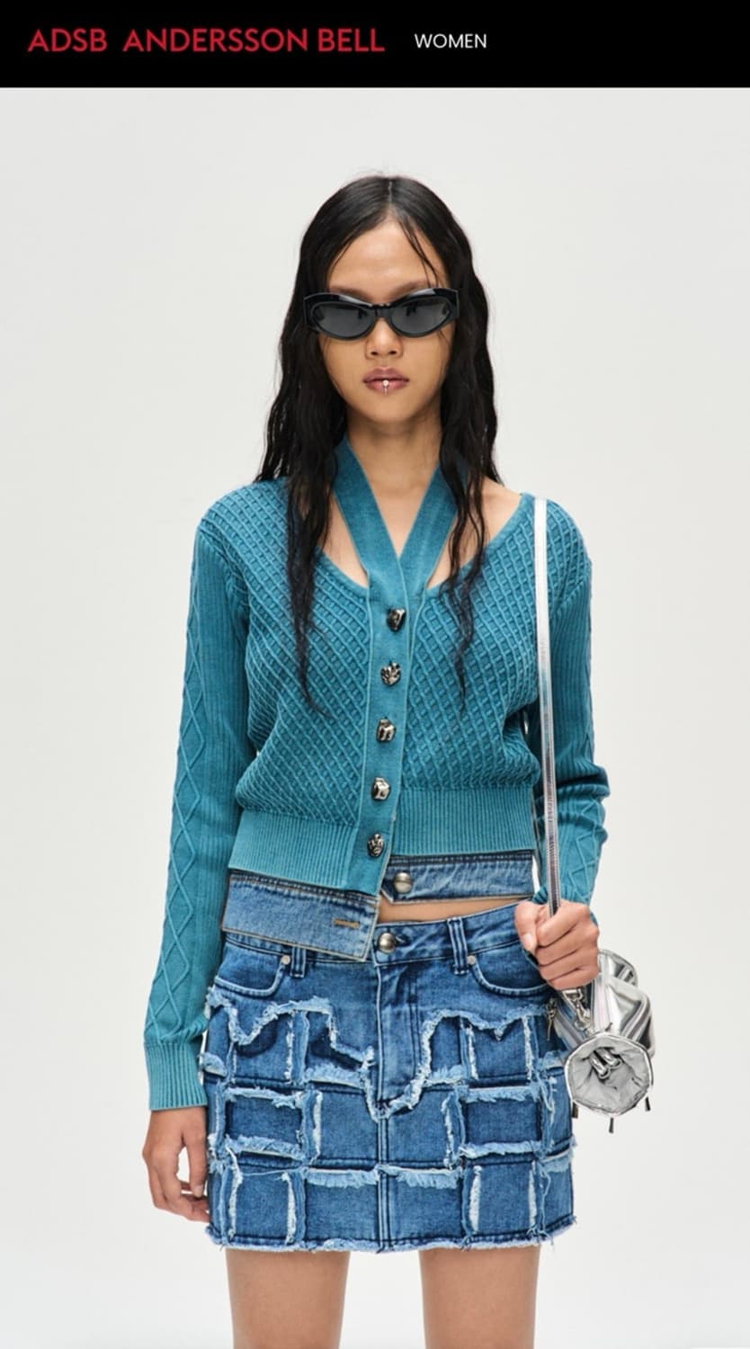 소냐 다잉 워시드 컷아웃 가디건 atb1090W(TEAL BLUE) 상품이미지1