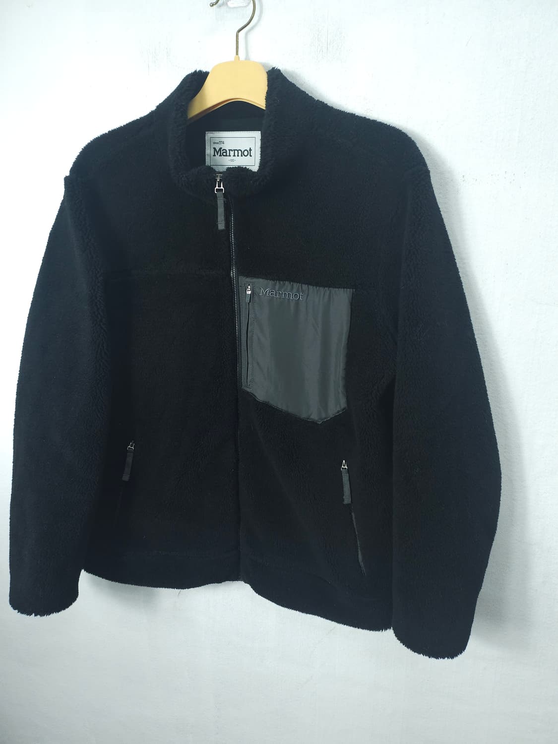 마모트 블랙 플리스 뽀글이집업 자켓 100 L 상품이미지2