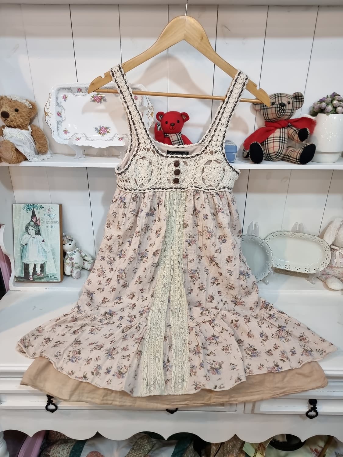 크로셰니트 뷔스티에 레이어드 플라워 원피스 상품이미지4