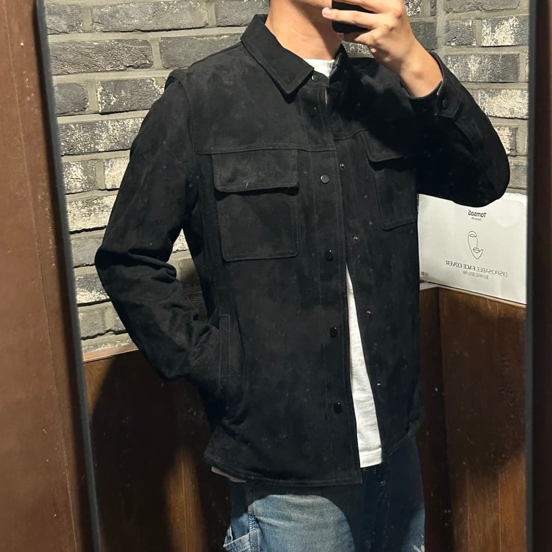 L) BASSO homme 리얼레더 검정 스웨이드 셔츠 자켓 상품이미지10