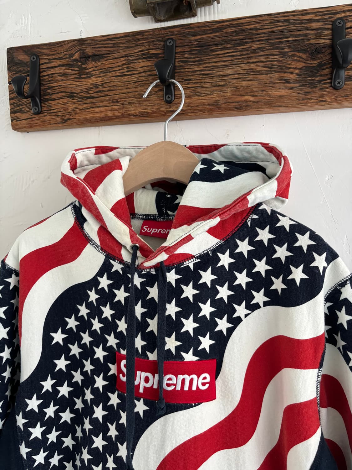 Supreme 슈프림 14FW 박스 로고 성조기 풀 오버 후드티 상품이미지6