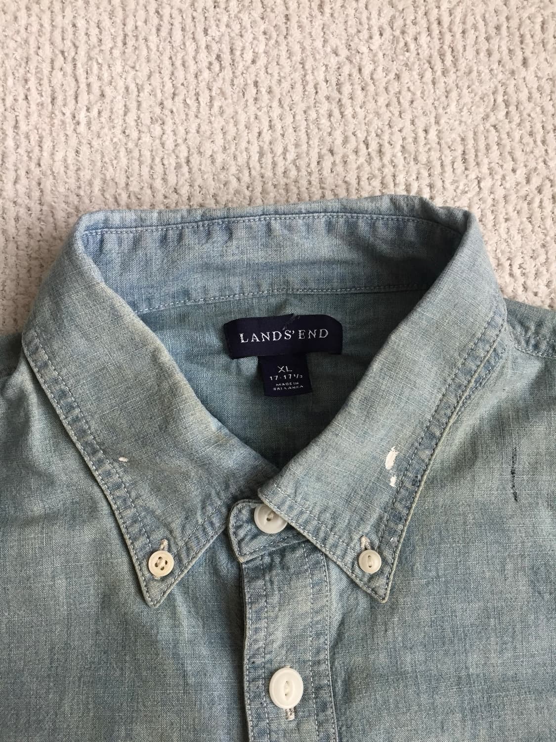 90‘s lands’end 샴브레이 보로 리페어 셔츠 상품이미지5