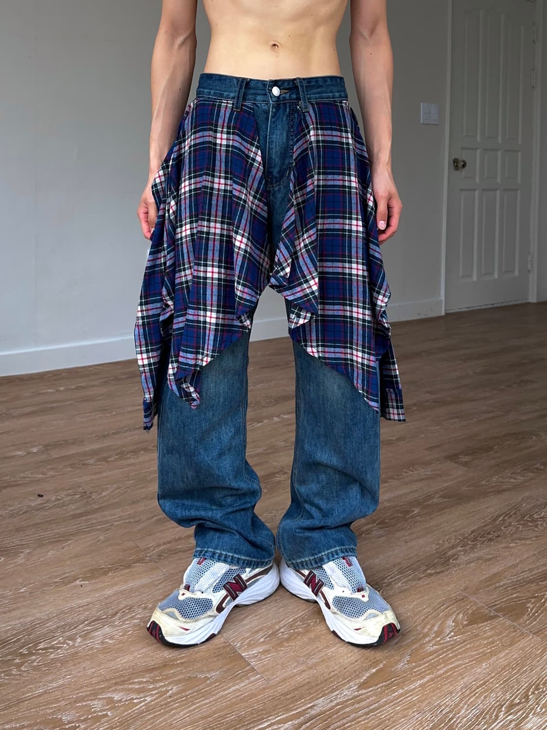 RHNDE 셔츠 레이어드 데님 팬츠 상품이미지3