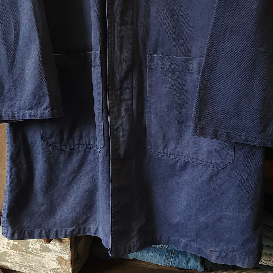 80s 프렌치 워크자켓 프렌치 샵 코트 페이딩 블루 50 상품이미지6