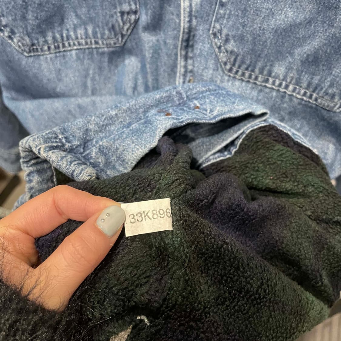 USA VINTAGE 데님 셔츠 자켓 쉐르파 안감 투포켓 디테일 진청 상품이미지6